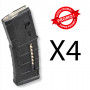 Chargeur AR15 Magpul PMAG Gen3 avec fenêtre - 30 coups * Pack de 4