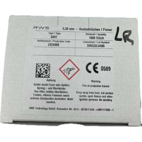 AMORCES RWS LARGES RIFLES ref 5341 PAR 2000