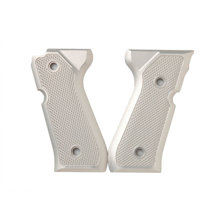 ALUMAGRIPS BERETTA 92FS TACTICAL CHECKERED PISTOL GRIPS SILVER